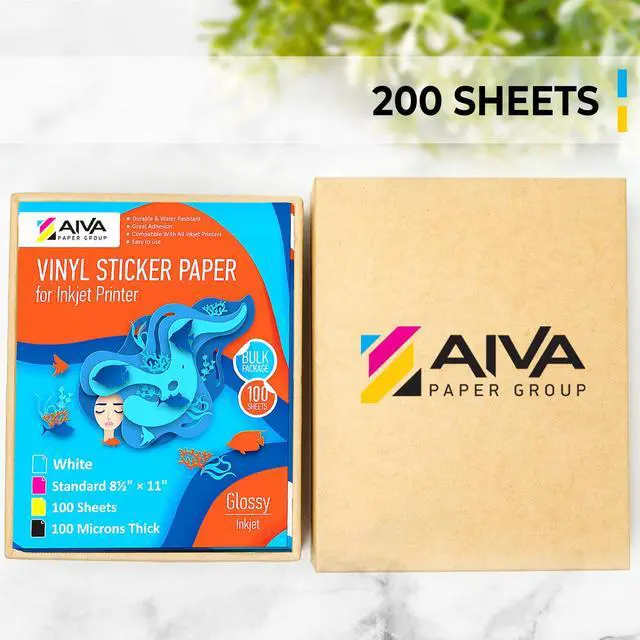 Alt view image 6 of 7 - Printable Vinyl Sticker Paper - Waterproof Decal Paper for Inkjet Printer - 200 Self-Adhesive Sheets - Glossy White - Standard Letter Size 8.5"x11"
