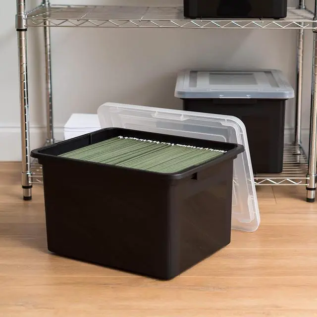 Alt view image 3 of 7 - 4-Pack 35 Qt. Letter/Legal File Box with Latching Lid, Black Organize lesson plans, classroom files and teaching materials with secure storage for teachers, schools and educators