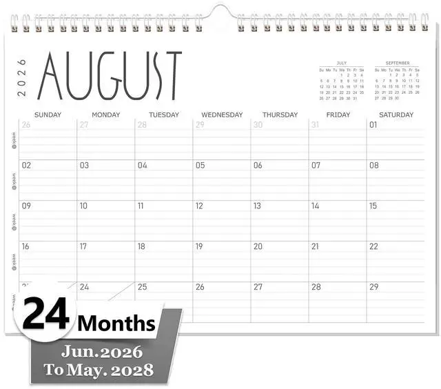 Main image of Wall Calendar 2026-2027, 24 Months (Jun 2026-May 2028), 17"x12" Twin-Wire Binding Hanging Calendar, Premium Thick Paper, Monthly Academic Planner, for Office Home Planning & Organizing