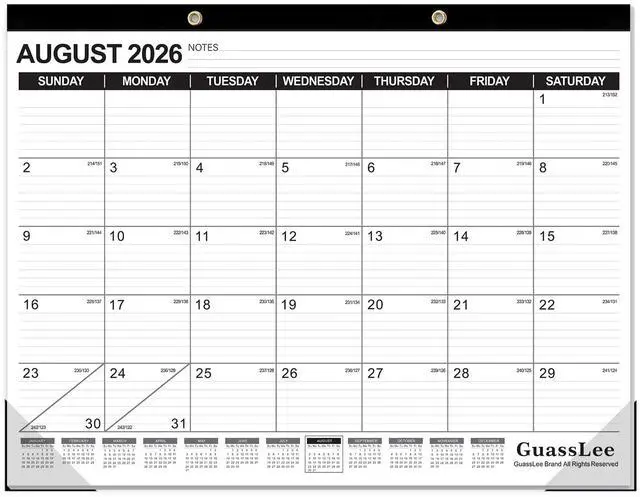Main image of Large Desk Calendar 2026-2027,19 Months from Jun. 2026 to Dec. 2027, 22 x 17 Inches Desktop Wall Calendar Hanging Planner with Julian Date, Notes, Reinforced Corners for School Home Office