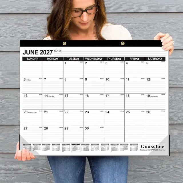 Alt view image 7 of 7 - Large Desk Calendar 2026-2027,19 Months from Jun. 2026 to Dec. 2027, 22 x 17 Inches Desktop Wall Calendar Hanging Planner with Julian Date, Notes, Reinforced Corners for School Home Office