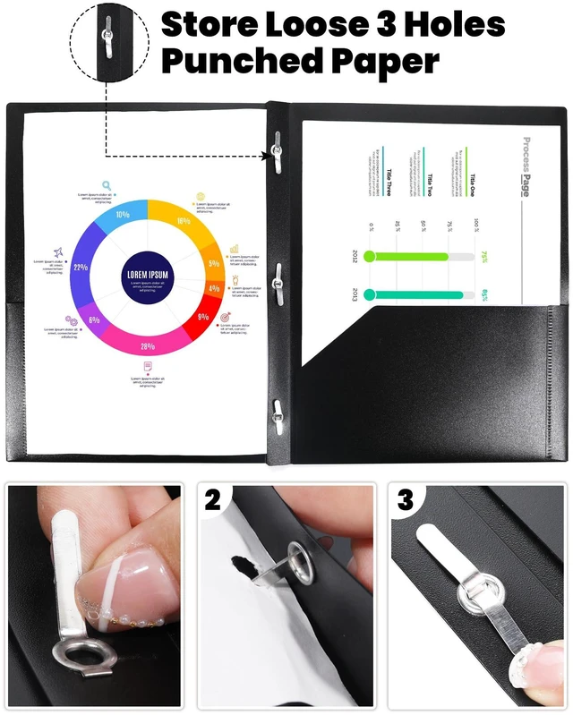 Alt view image 3 of 7 - 12-Pack Black Plastic Folders with Pockets and Prongs, Letter Size, 9 x 11.5 in