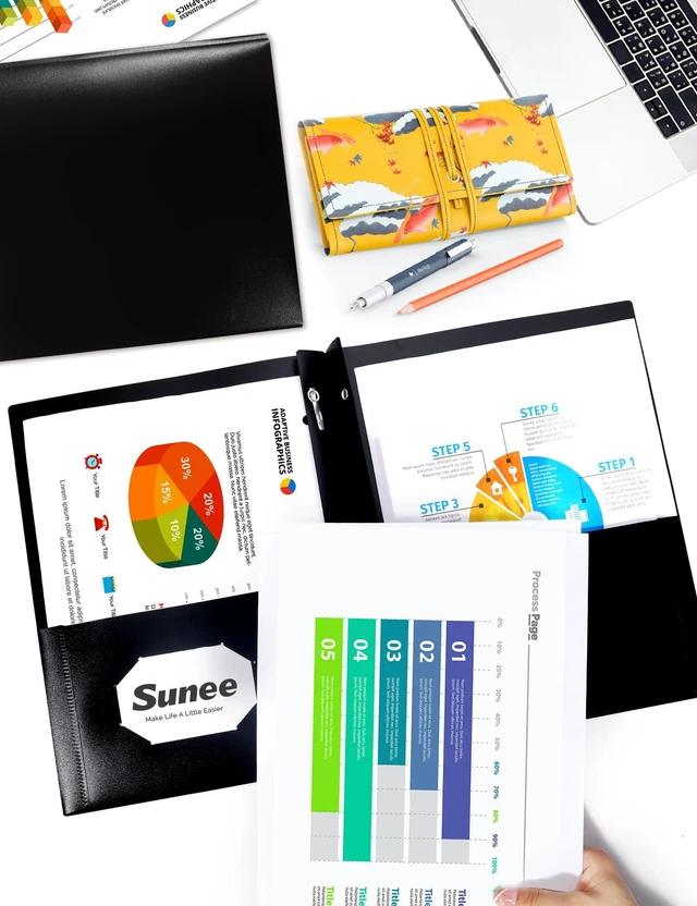 Alt view image 5 of 7 - 12-Pack Black Plastic Folders with Pockets and Prongs, Letter Size, 9 x 11.5 in