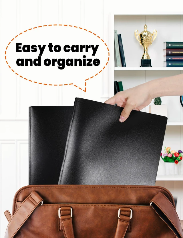 Alt view image 7 of 7 - 12-Pack Black Plastic Folders with Pockets and Prongs, Letter Size, 9 x 11.5 in