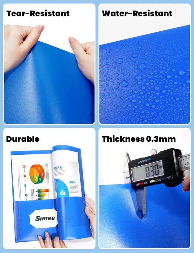 Alt view image 4 of 7 - 12-Pack Blue Plastic Folders with Pockets and Prongs, Letter Size, 9 x 11.5 in