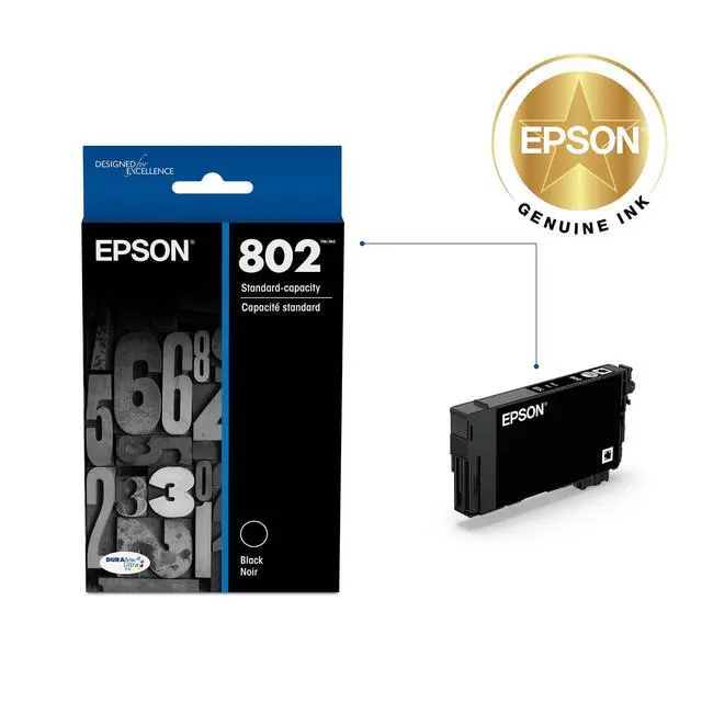 Alt view image 2 of 5 - 802 Genuine Standard Capacity Black Ink Cartridge T802120 Works With WorkForce Pro WF-4720 WF-4730 WF-4734 WF-4740 Inkjet Printers