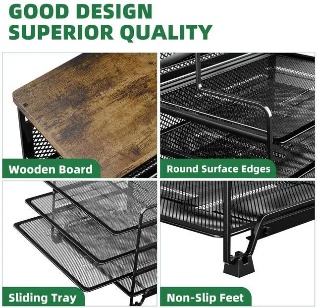 Alt view image 5 of 7 - 7 Tier Desk File Organizer, 2 Pack Letter Tray Paper Organizer, Mesh Desk Accessories File Folder for Office, Home or School, Black