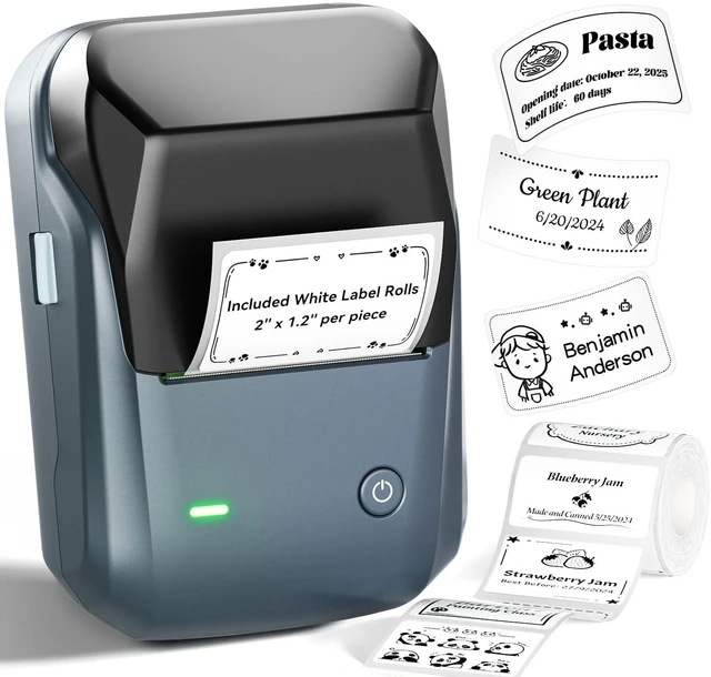 Main image of B1 Label Maker, 2Inch Bluetooth Label Printer for Home, Blue Label Maker Machine Support Smartphones & PC for Small Business, School, Office, Came with 1 Roll White Label(2x1.2'')