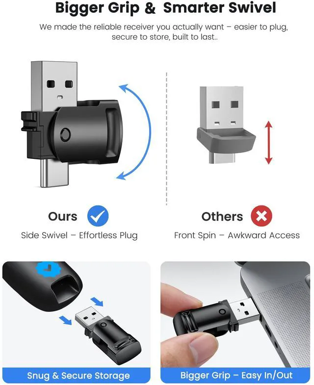 Alt view image 5 of 7 - Wireless Presenter Clicker with Bluetooth & USB+Type-C Receiver, Red Laser Pointer, Powerpoint Clicker with Volume Control for PowerPoint/Keynote/Google Slides, Compatible with Laptop/Mac/PC/Android