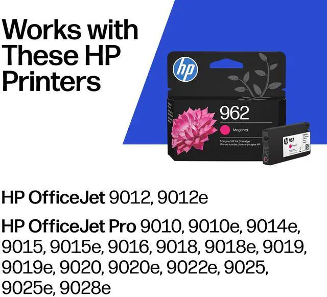 Alt view image 2 of 7 - 962 Magenta Ink Cartridge | Works with OfficeJet 9010, Pro 9010, 9020 | Eligible for Instant Ink | 3HZ97AN
