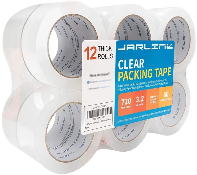 Main image of 12 Rolls Clear Packing Tape, Heavy Duty Packaging Tape