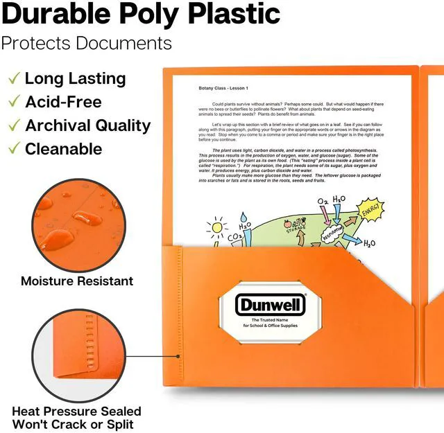 Alt view image 2 of 7 - Plastic 2-Pocket Folders, Pastel, 8.5x11, 6 Pack, Poly Tear-Resistant, Long-Lasting Acid-Free Poly, Cleanable, Fits 8.5x11 Documents, Includes Labels