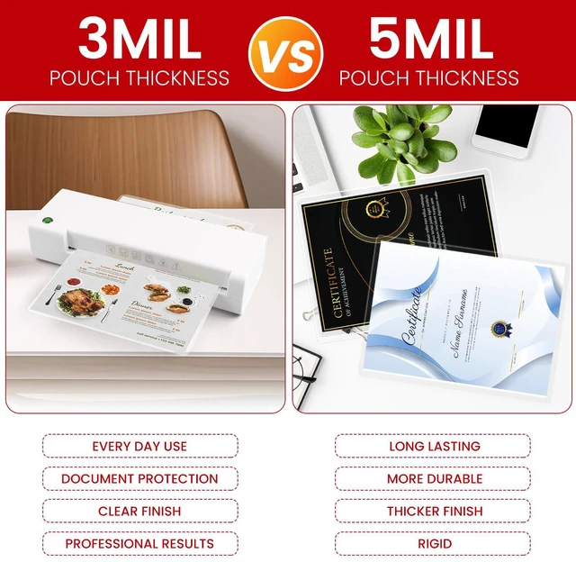 Alt view image 4 of 7 - 5 Mil Thermal Laminating Pouches,200 Pack, 9x11.5 Inch Laminating Sheets for 8.5x11 Documents, Clear,Office & School Laminator Supplies