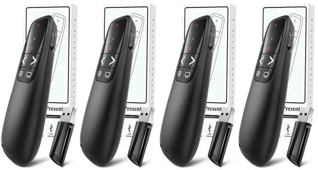 Main image of (4 Units) Presentation Clicker for PowerPoint, Wireless Presenter Remote Ergonomic PowerPoint Remote Clicker with Red Laser Pointer for Computer Laptop/Windows/Mac/PPT/Google Slides Advancer