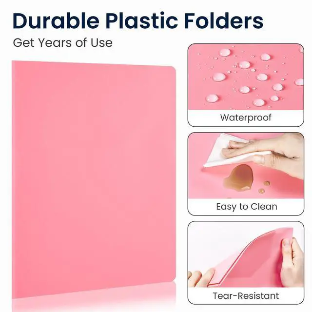Alt view image 4 of 7 - 24 Pack File Folders with Pockets, Plastic 2 Pocket Folder, Pastels Tear-Resistant School Folders with Business Card Holder & Blank Label, Back to School Supplies Office Supplies, Letter Size