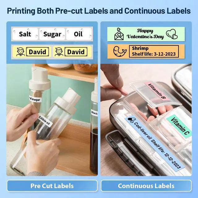 Alt view image 3 of 7 - D30 Portable Thermal Label Printer, Bluetooth Dot Matrix Printer Inkless Wireless Portable Label Printer, Rich Templates, Fonts & Icons for Classroom Home Small Business, Dot Matrix Printer