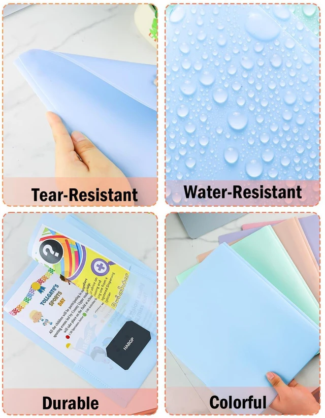 Alt view image 4 of 7 - 2 Pocket Folder with Prongs (10 Pack, Pastel), Plastic Folders with Pockets Pastel Colors, Business Card Holder, Fit Letter Size, Organizing Papers, in School, Office, Business