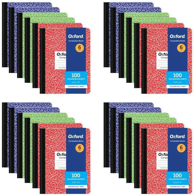 Main image of Composition Notebook,College Ruled Paper,9-3/4 x 7-1/2 Inches,100 Sheets,Assorted Marble Covers. 2 Each: Blue,Green,Red (63763),6 Count (Pack of 4)