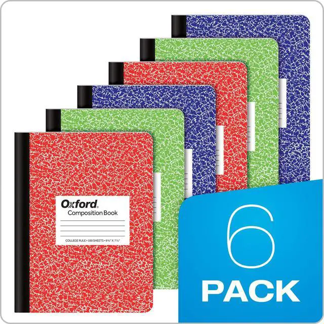 Alt view image 7 of 7 - Composition Notebook,College Ruled Paper,9-3/4 x 7-1/2 Inches,100 Sheets,Assorted Marble Covers. 2 Each: Blue,Green,Red (63763),6 Count (Pack of 4)