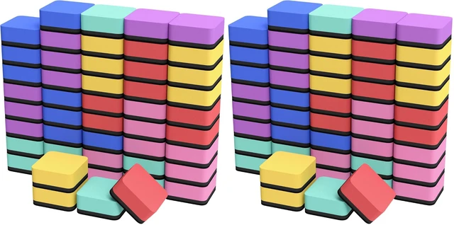 Main image of Dry Erase Erasers, 96 Pack Magnetic Whiteboard Erasers, 6 Colors
