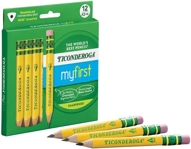 Alt view image 4 of 7 - My First Short Triangular Wood-Cased Pencils, #2 HB Soft With Erasers, Yellow, 12 Count, Standard Size, High Quality Eraser