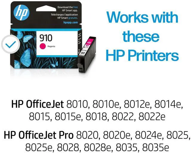 Alt view image 2 of 7 - 910 Magenta Ink Cartridge | Works with OfficeJet 8010, 8020, Pro 8020, 8030 | Eligible for Instant Ink | 3YL59AN