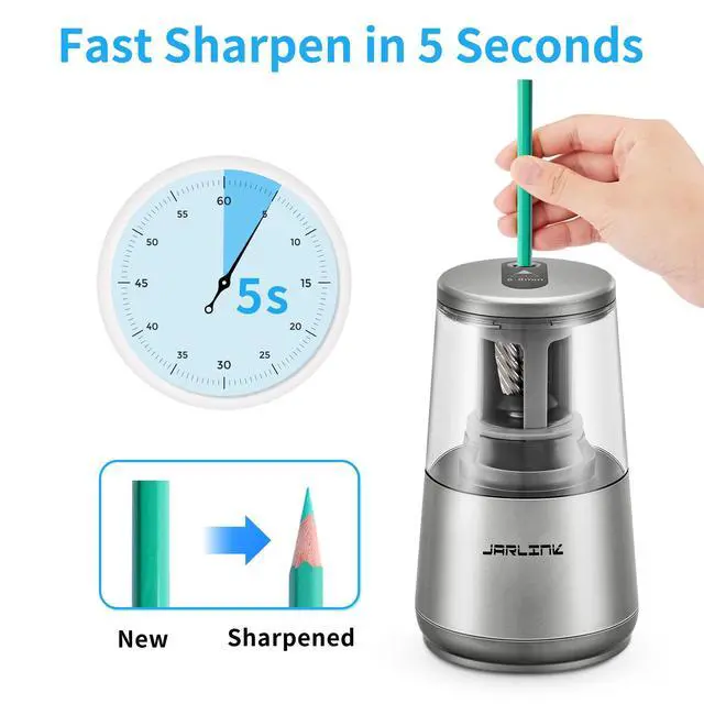Alt view image 2 of 7 - Electric Pencil Sharpener, Heavy Duty Helical Blade, Auto Stop Suitable for No.2/Colored Pencils(6-8mm), Dual Power AC Adapter/Battery Operated in School Classroom Office Home, Gray