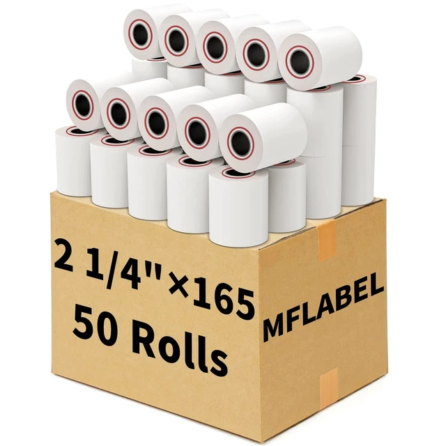 Alt view image 2 of 7 - 50 Rolls 2 1/4" x 165' Thermal Paper Cash Register POS Receipt Paper
