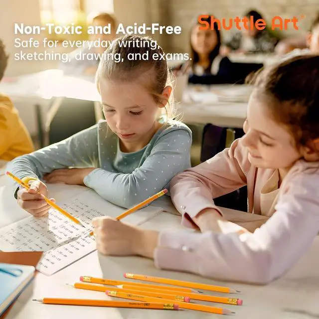 Alt view image 4 of 7 - Wood-Cased #2 HB Pencils, 600 Pack Sharpened Yellow Pencils with Erasers, Bulk Pack Graphite Pencils for School and Teacher Supplies, Writing, Drawing and Sketching