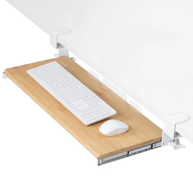 Main image of Real Bamboo Clamp-on 27 x 11 in Keyboard Tray, MOUNT-KB05O Large Under Desk Keyboard & Mouse Tray for Typing, Slide Out Platform, Extra Sturdy C-Clamp Mount System, Computer Drawer