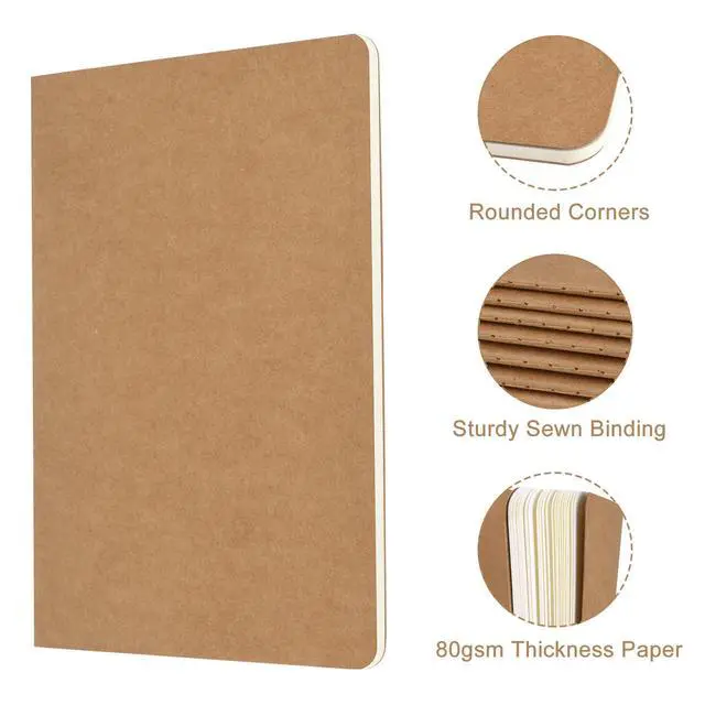 Alt view image 4 of 7 - 24 Pack A5 Kraft Notebooks Bulk, 8.15x5.5 Inches Lined Paper Journaling Notebooks, Notebooks for Work, Composition Notebooks for School, Journal Notebooks for Office, 60 Pages