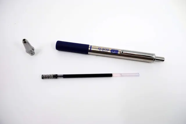 Alt view image 3 of 5 - STEEL G-402 Retractable Gel Pen, Blue Ink, 0.5mm, 12-Pack Stainless Steel Weighted Barrel, Comfort Grip, Easy-Glide Smooth, Skipless Ink, Fine Point, School & Office Supplies (49920)