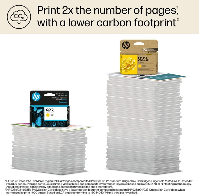 Alt view image 5 of 7 - 923e EvoMore High Yield Yellow Ink Cartridge | Works with OfficeJet 8120, Pro 8130 Series | Carbon Neutral | 4K0T6LN