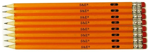 Alt view image 2 of 3 - #2 HB Pencils, 600 Count Pre-Sharpened, Wood-Cased Yellow, with Top Erasers, Bulk Box for Classroom Teacher Supplies