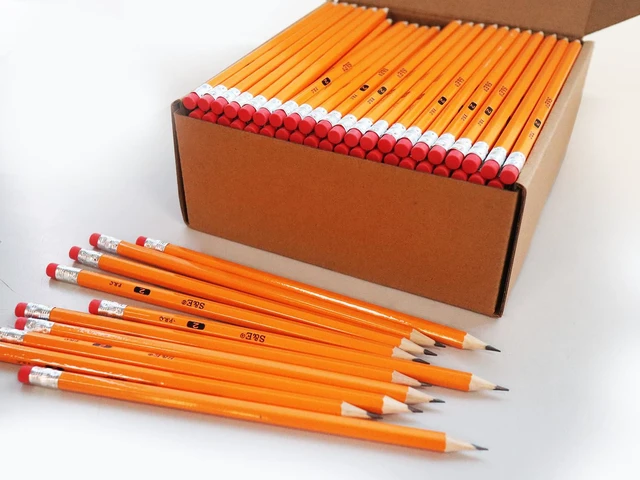 Alt view image 4 of 4 - #2 HB Pencils, 1000 Count Pre-Sharpened, Wood-Cased Yellow, Top Erasers, Bulk Box for Classroom, School District, Test Center & Back to School