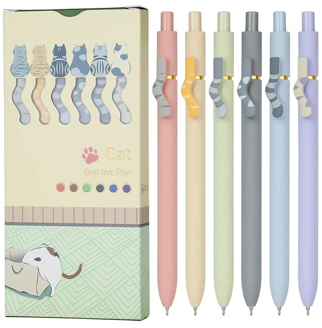 Main image of Cute Cat Pens Set,12 Pcs 0.7mm Quick Dry Ink Colored Gel Pens Fine Point Smooth Writing Pens for Journaling and Coloring,Kawaii Cat Lover Gifts for Women,Christmas Stocking Stuffers