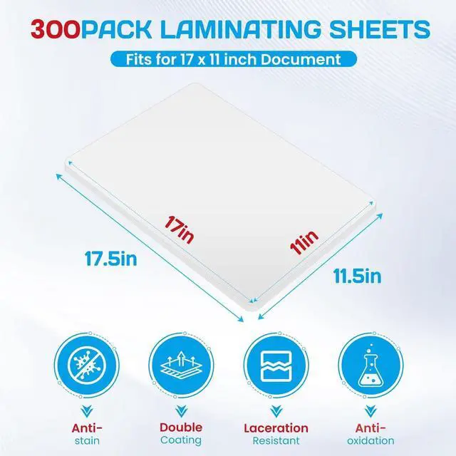 Alt view image 2 of 7 - 300 Pack Laminating Sheets, Hold 11 x 17 Inch Sheet, 3 Mil Clear Thermal Laminating Pouches 11.5 x 17.5 Inch Lamination Sheet Paper for Laminator, Round Corner