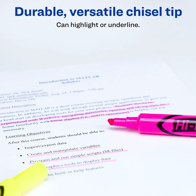 Alt view image 3 of 7 - Hi-Liter, Desk Style, Chisel Tip, 24 Pink and Yellow Highlighters (98189)