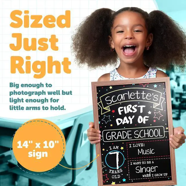 Alt view image 3 of 7 - First Day Last Day of School Double Sided Sign with Frame (Reusable Dry Erase Board for Liquid Chalk Markers - 9.17" x 13.27") Double Sided and Reusable - For use with Liquid Chalk Markers