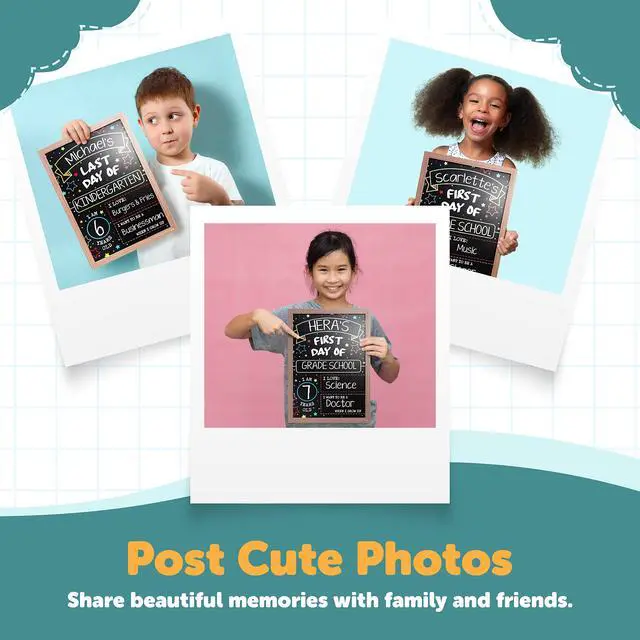 Alt view image 6 of 7 - First Day Last Day of School Double Sided Sign with Frame (Reusable Dry Erase Board for Liquid Chalk Markers - 9.17" x 13.27") Double Sided and Reusable - For use with Liquid Chalk Markers