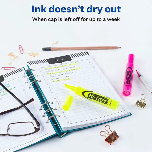 Alt view image 5 of 7 - Hi-Liter, Desk Style, Chisel Tip, 24 Pink and Yellow Highlighters (98189)