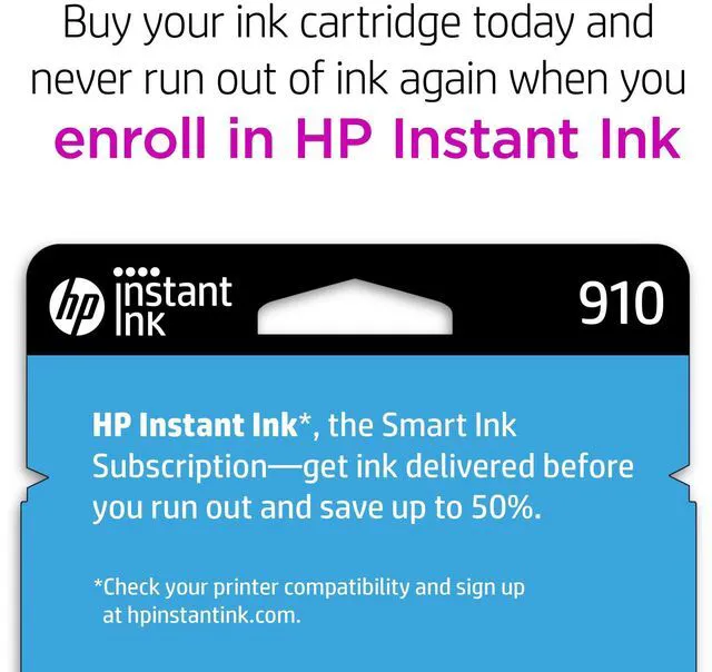Alt view image 3 of 7 - 910 Cyan Ink Cartridge | Works with OfficeJet 8010, 8020 Series, OfficeJet Pro 8020, 8030 Series | Eligible for Instant Ink | 3YL58AN