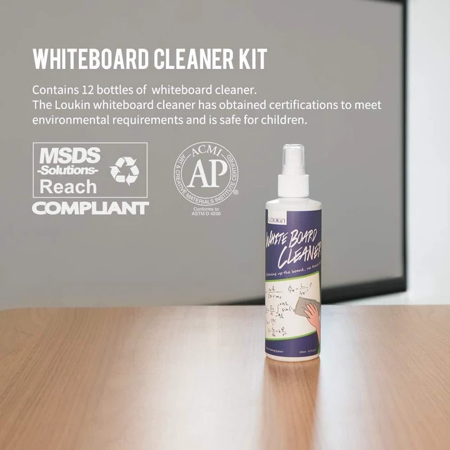 Alt view image 2 of 6 - Dry Erase Cleaner, 8.5 fl oz Whiteboard Cleaning Spray, 12 Pack AP Certified, ASTM D4236, Low Odor, Effective Cleaning, Mild Formula, Atomizing Nozzle, Classroom Office Home Use