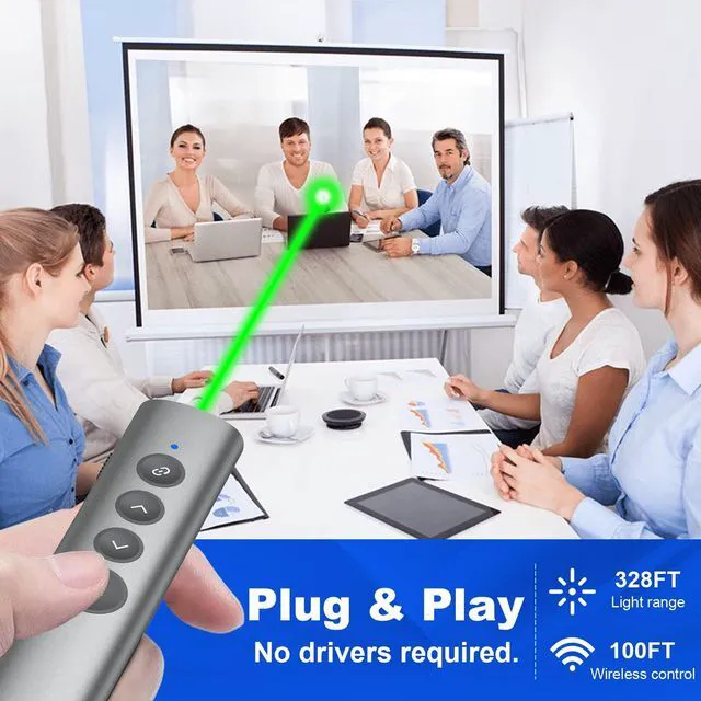 Alt view image 2 of 7 - Aluminum Alloy Presentation Clicker with Green Laser Pointer 2in1 USB/Type C Receiver Wireless Presenter Remote PowerPoint Clicker for Computer Laptop/PPT/Google Slides/Windows/Mac