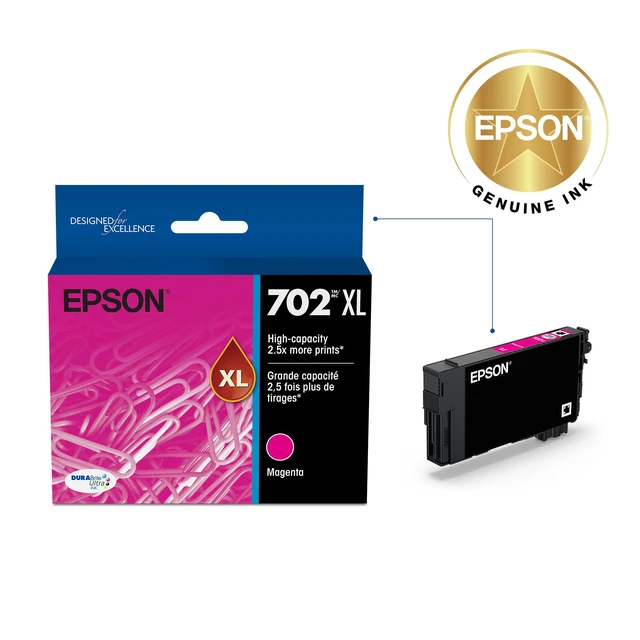 Alt view image 2 of 6 - 702XL Genuine High Capacity Magenta Ink Cartridge T702XL320 High Capacity for WorkForce Pro WF-3720 WF-3730 WF-3733 Printers