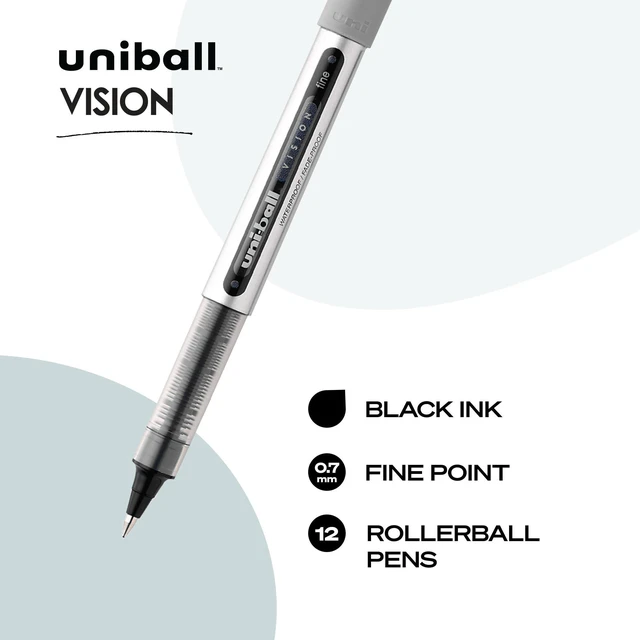 Alt view image 3 of 6 - (R) Vision(TM) Rollerball Pens, 0.7 mm, Fine Point, Gray Barrel, Black Ink, Pack Of 12, 60126