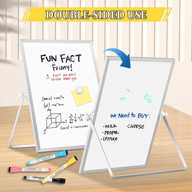 Alt view image 4 of 7 - Double-Sided Magnetic White Board with Stand, 14" x 11" Dry Erase Board with Stand, Desktop Whiteboard Easel, Portable Small White board dry erase for Drawing, Office, Home