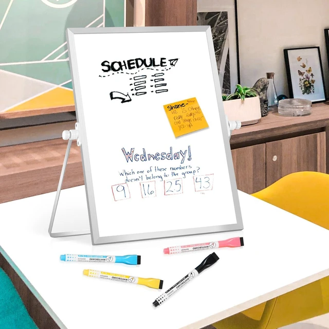 Alt view image 7 of 7 - Double-Sided Magnetic White Board with Stand, 14" x 11" Dry Erase Board with Stand, Desktop Whiteboard Easel, Portable Small White board dry erase for Drawing, Office, Home