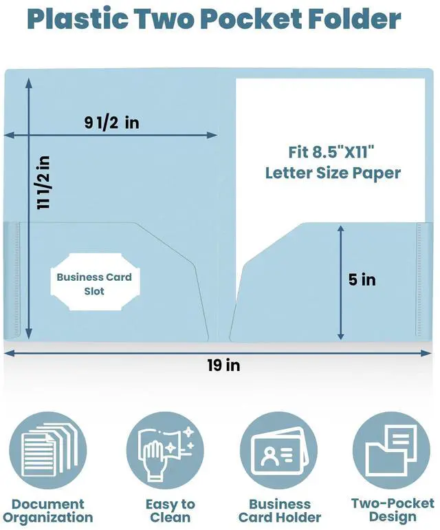 Alt view image 2 of 7 - 2 Pocket Folders (12 Pack, Pastel Colors) Heavy-Duty Plastic Folders with Pockets, Fit 8.5x11 Letter Size Paper, 2-Pocket File Folders for Kids, Home, School, Office