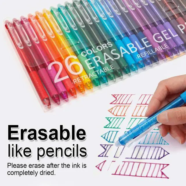 Alt view image 2 of 7 - 26 Colors Erasable Gel Pens, Retractable Erasable Pens Clicker, Fine Point(0.7), Make Mistakes Disappear, Premium Comfort Grip for Drawing Writing Planner and School Supplies